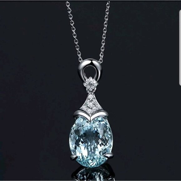 New light blue natural stone necklace pendant - Picture 3 of 8